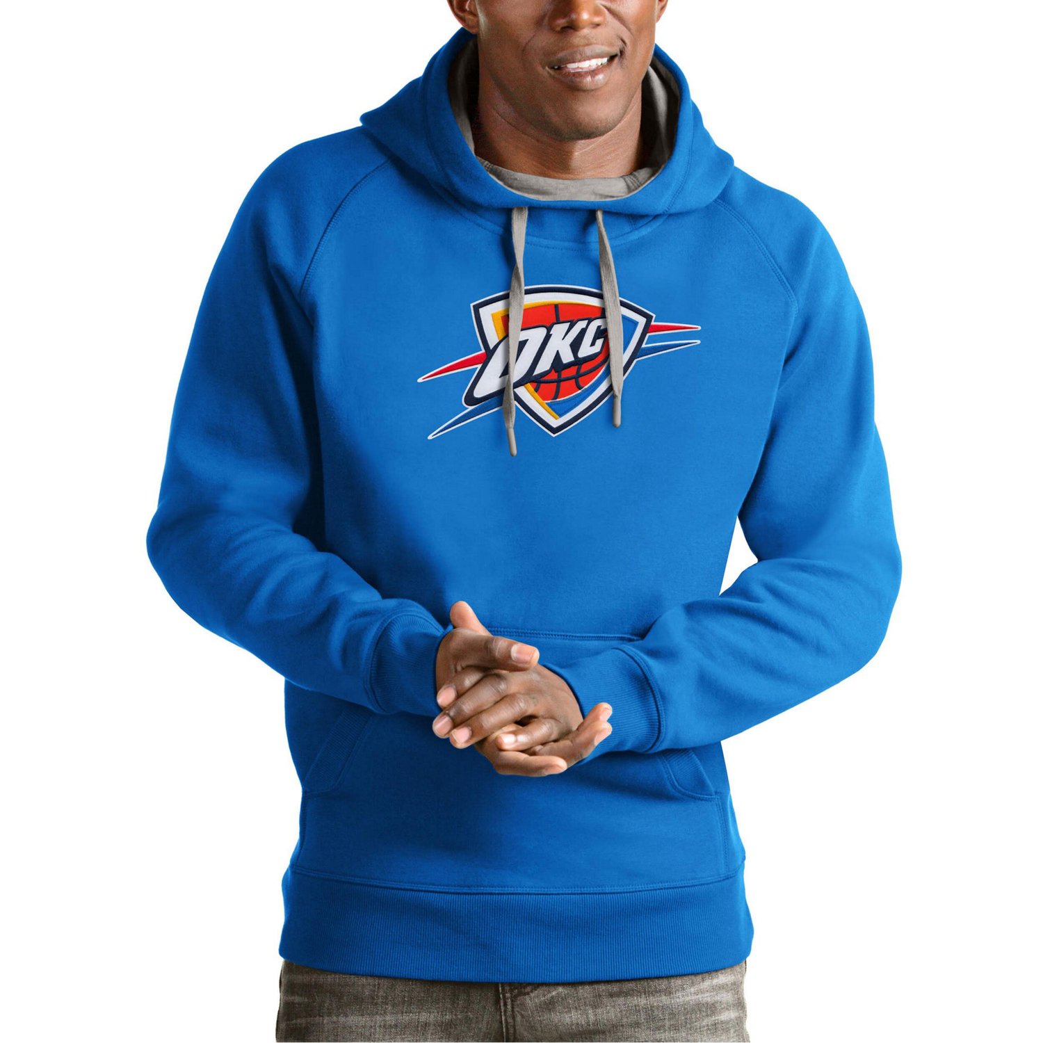 Antigua Oklahoma City Thunder Team Logo Victory Pullover Hoodie