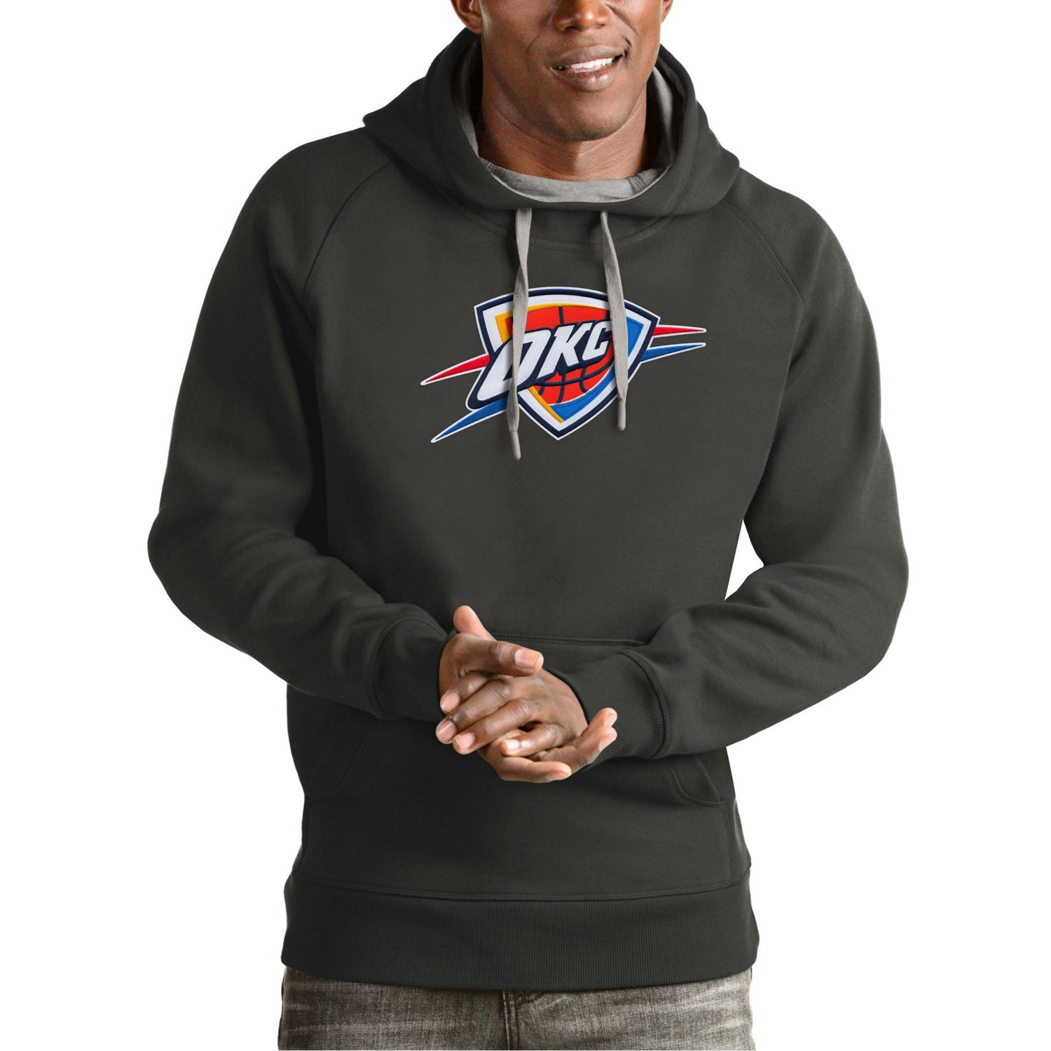 Antigua Oklahoma City Thunder Team Logo Victory Pullover Hoodie                                                                  - view number 1