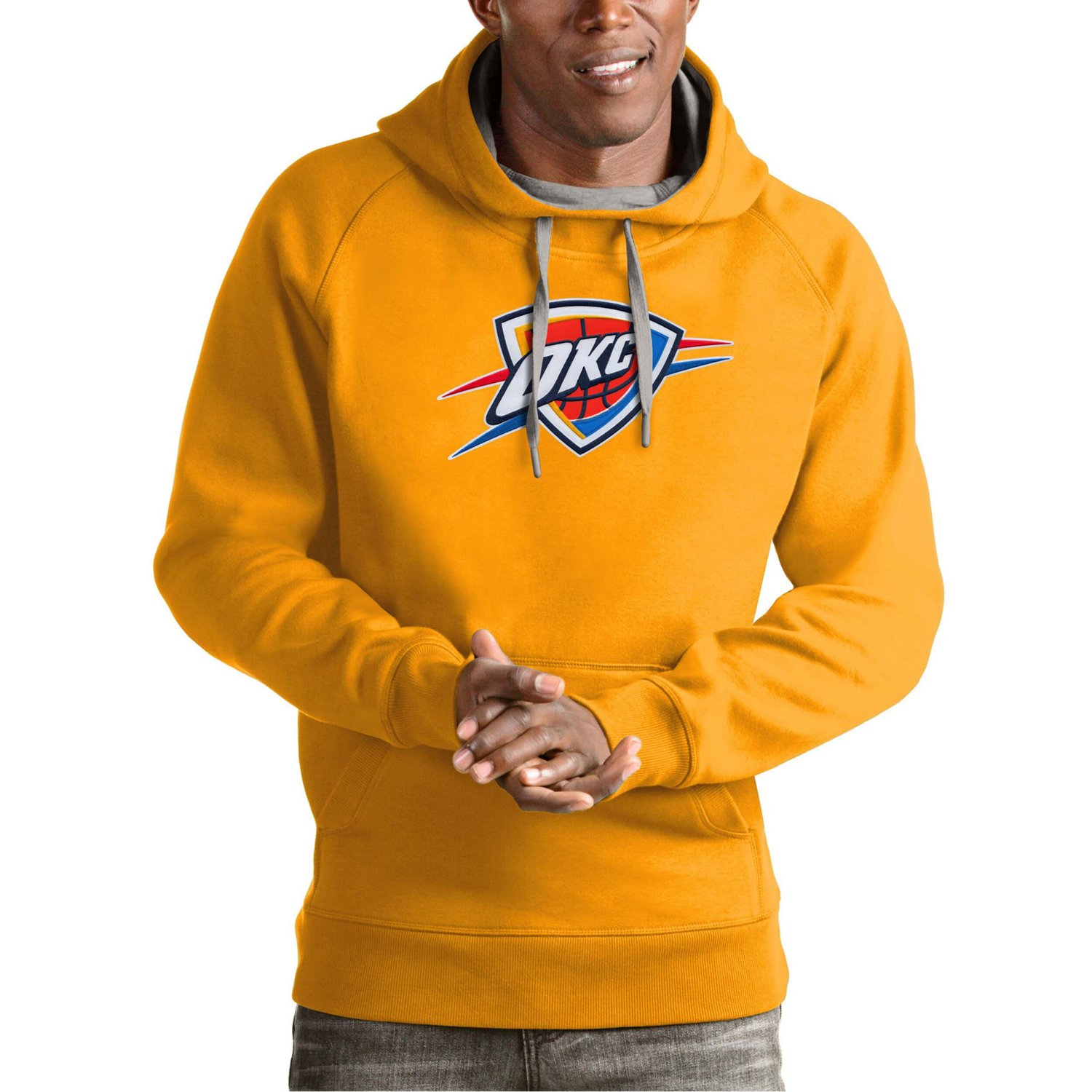 Antigua Oklahoma City Thunder Team Logo Victory Pullover Hoodie                                                                  - view number 1