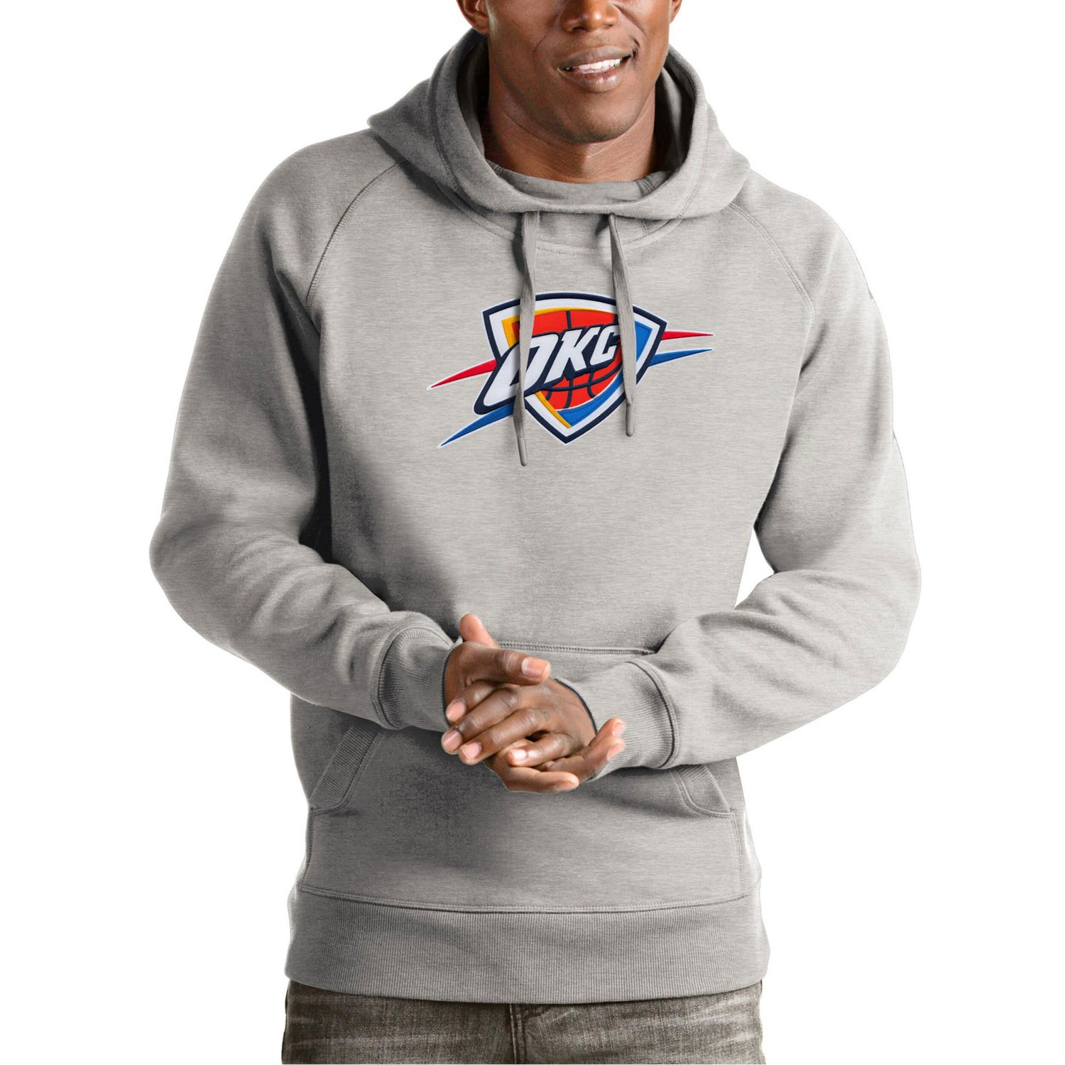 Antigua Oklahoma City Thunder Team Logo Victory Pullover Hoodie                                                                  - view number 1