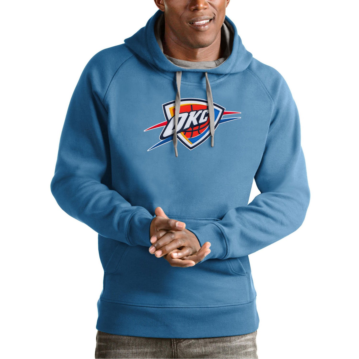 Antigua Oklahoma City Thunder Team Logo Victory Pullover Hoodie                                                                  - view number 1