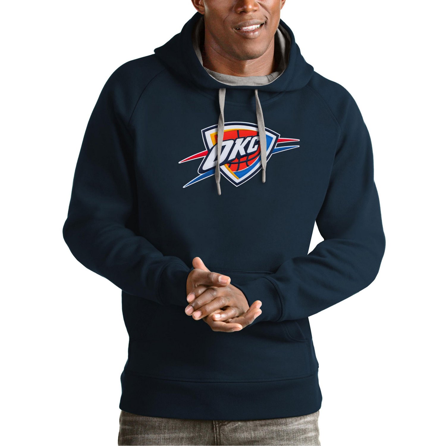 Antigua Oklahoma City Thunder Team Logo Victory Pullover Hoodie                                                                  - view number 1