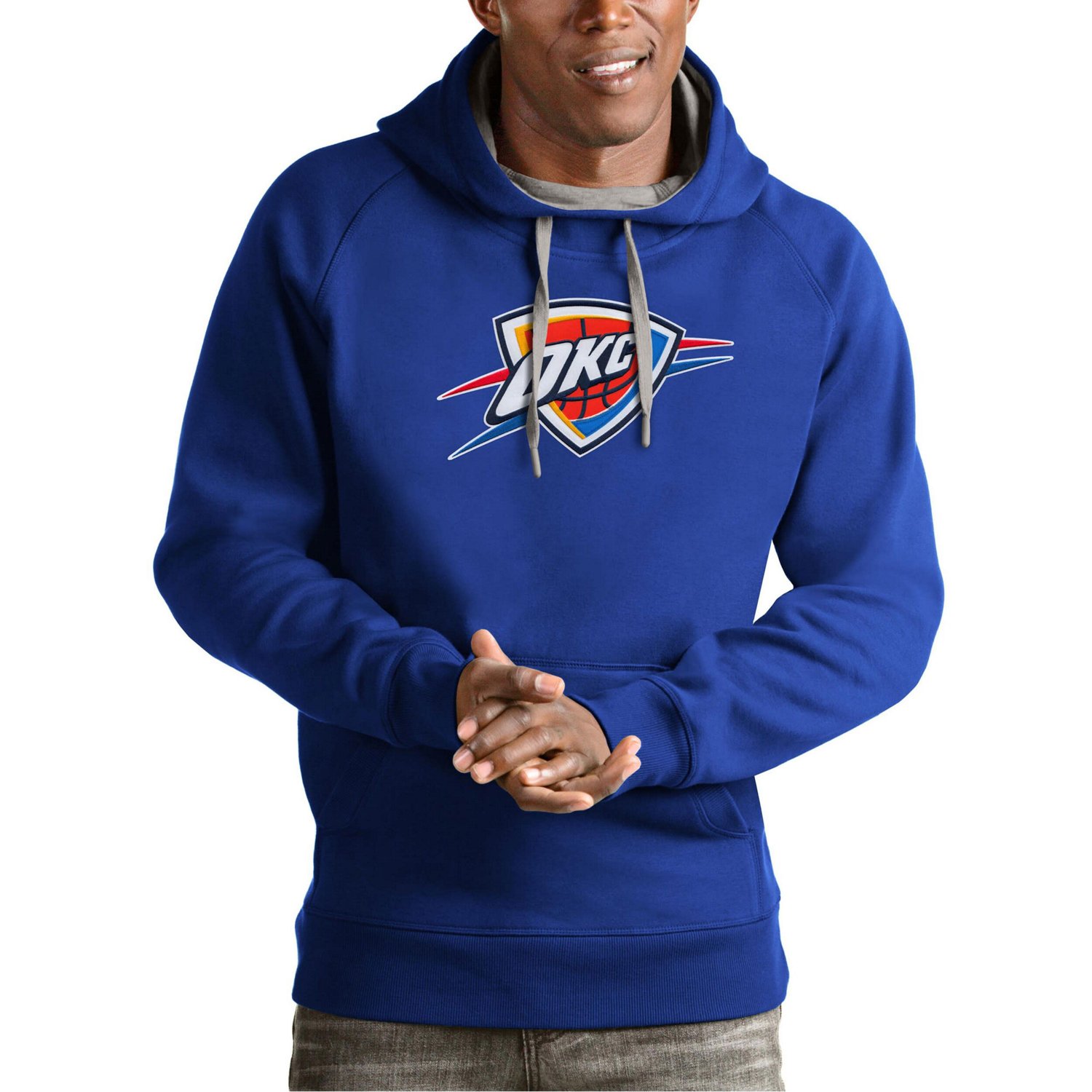 Antigua Oklahoma City Thunder Team Logo Victory Pullover Hoodie                                                                  - view number 1
