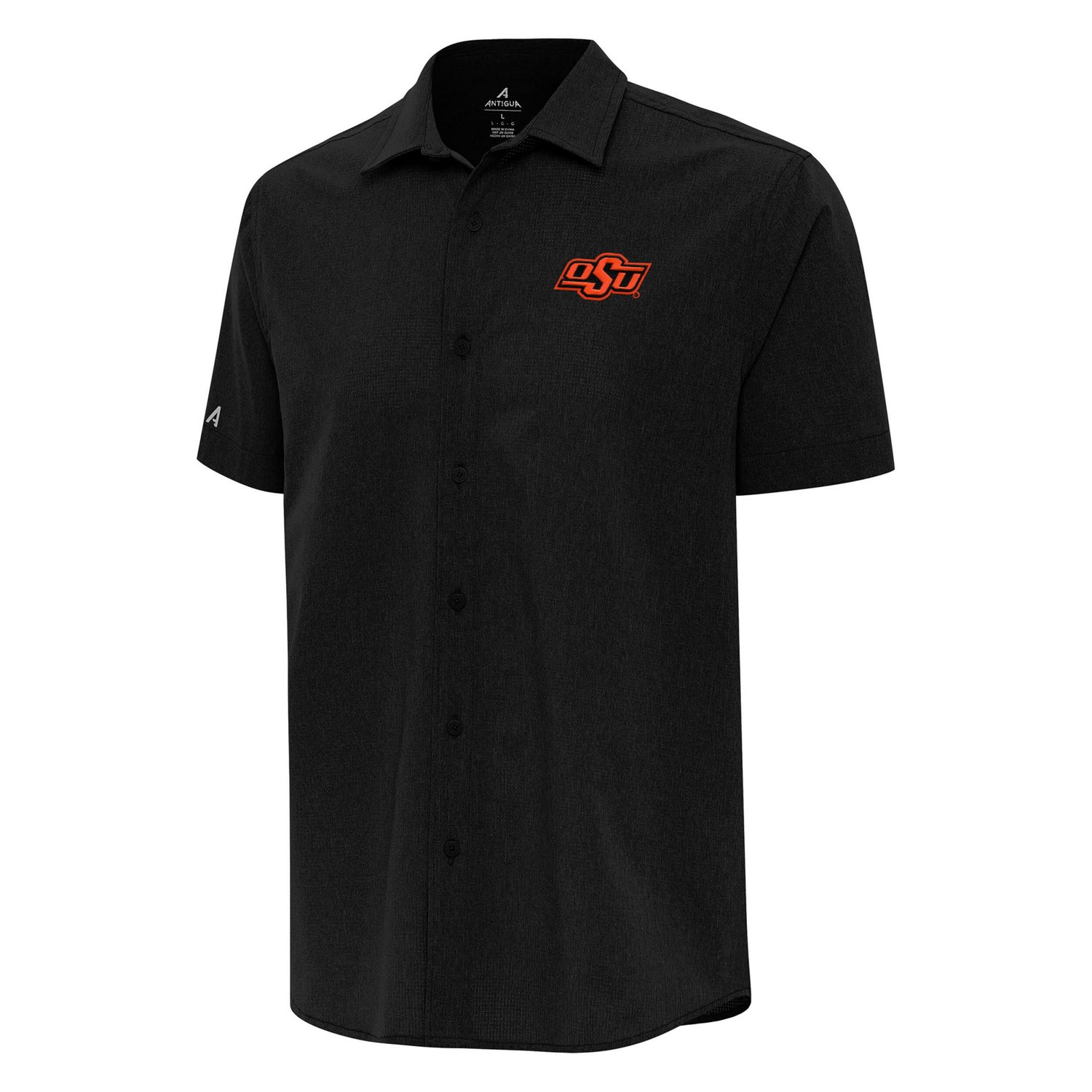 Antigua Oklahoma State Cowboys Activate Woven Short Sleeve Button-Up Shirt - view number 1
