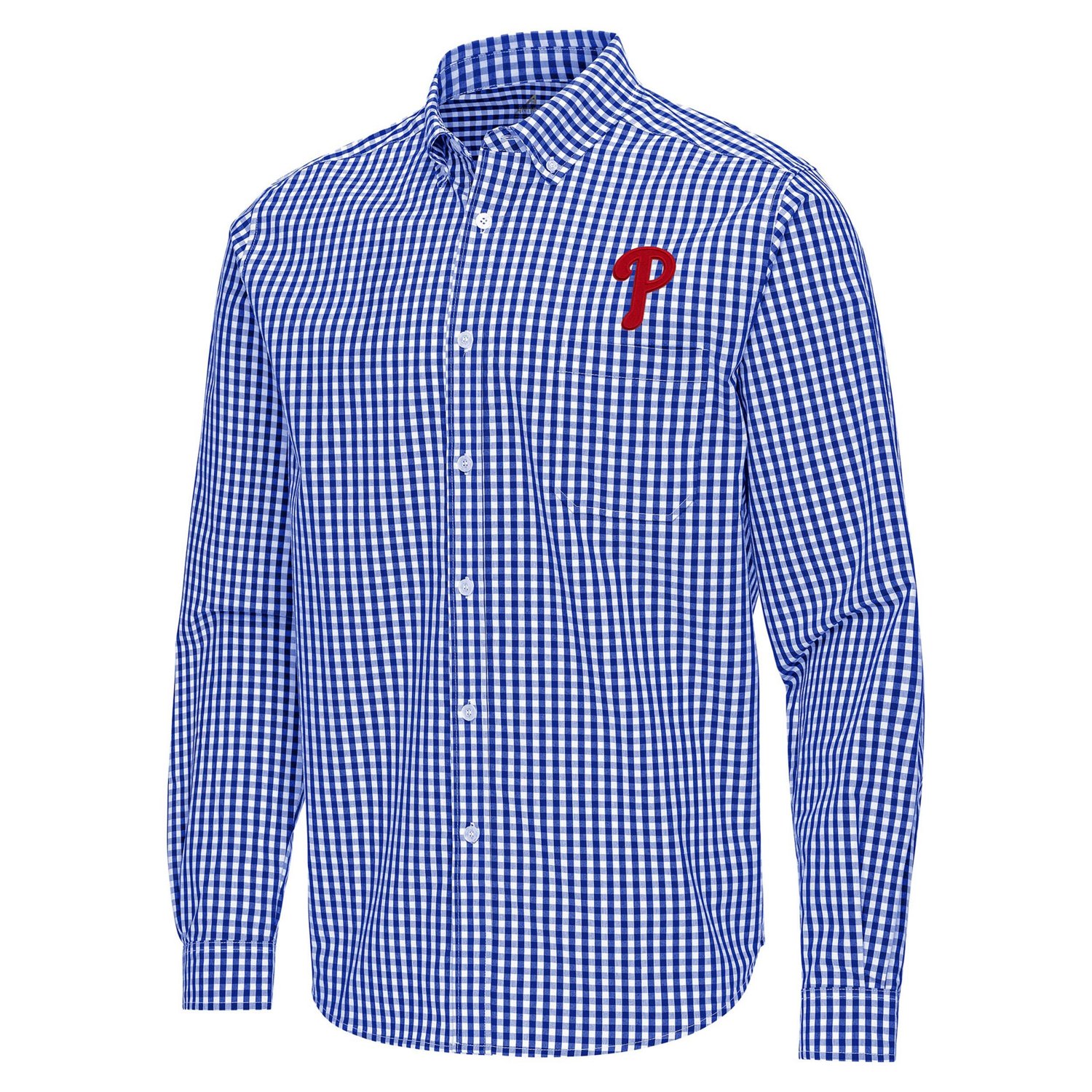 Antigua Philadelphia Phillies Ellis Woven Tri-Blend Button-Down Shirt - view number 2