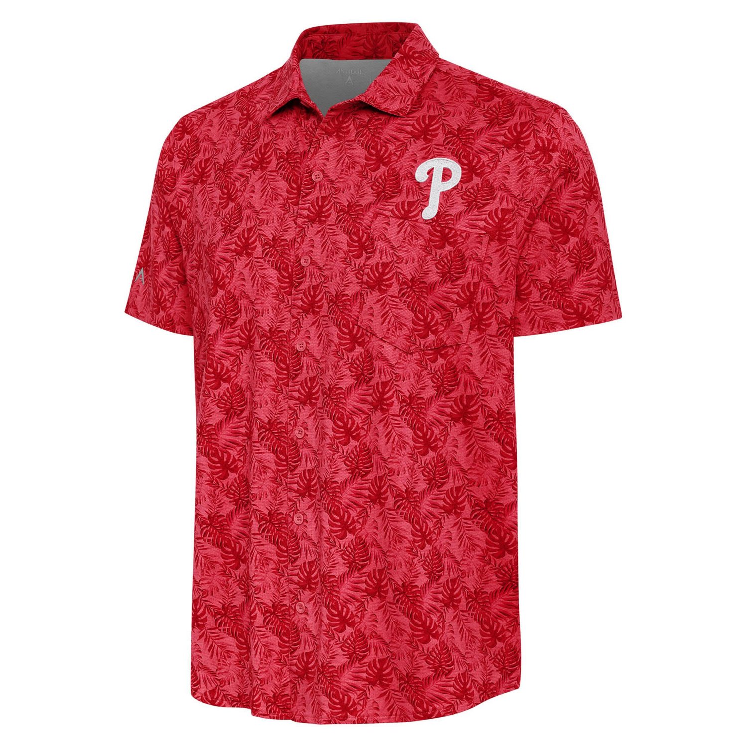 Antigua Philadelphia Phillies Tonal Logo Resort Button Up Shirt Academy