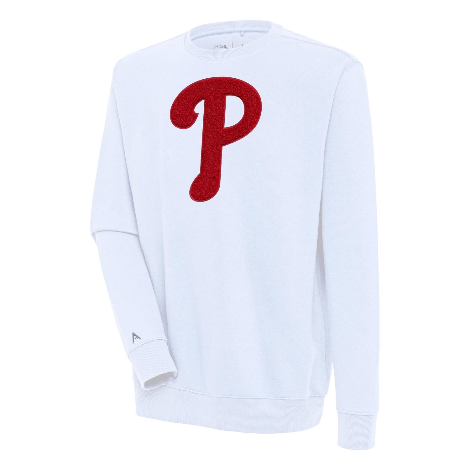 Antigua Philadelphia Phillies Victory Crewneck Chenille Pullover Sweatshirt