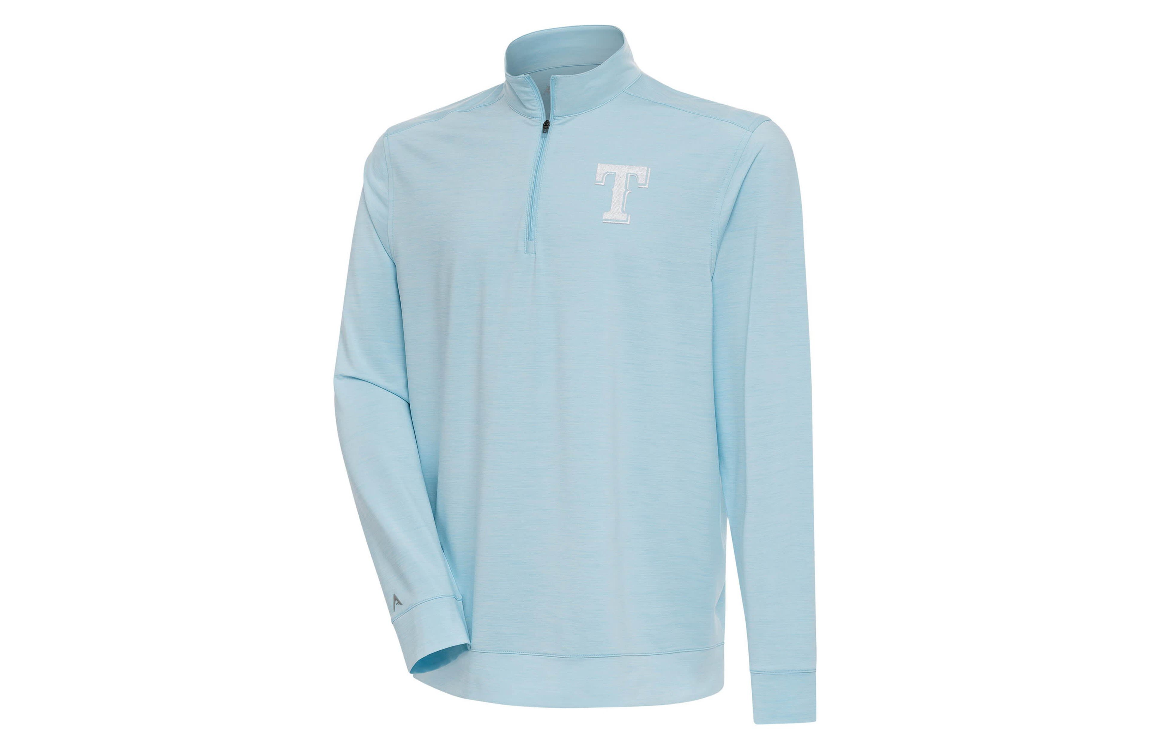 Antigua Powder Texas Rangers Bright Quarter-Zip Pullover Top