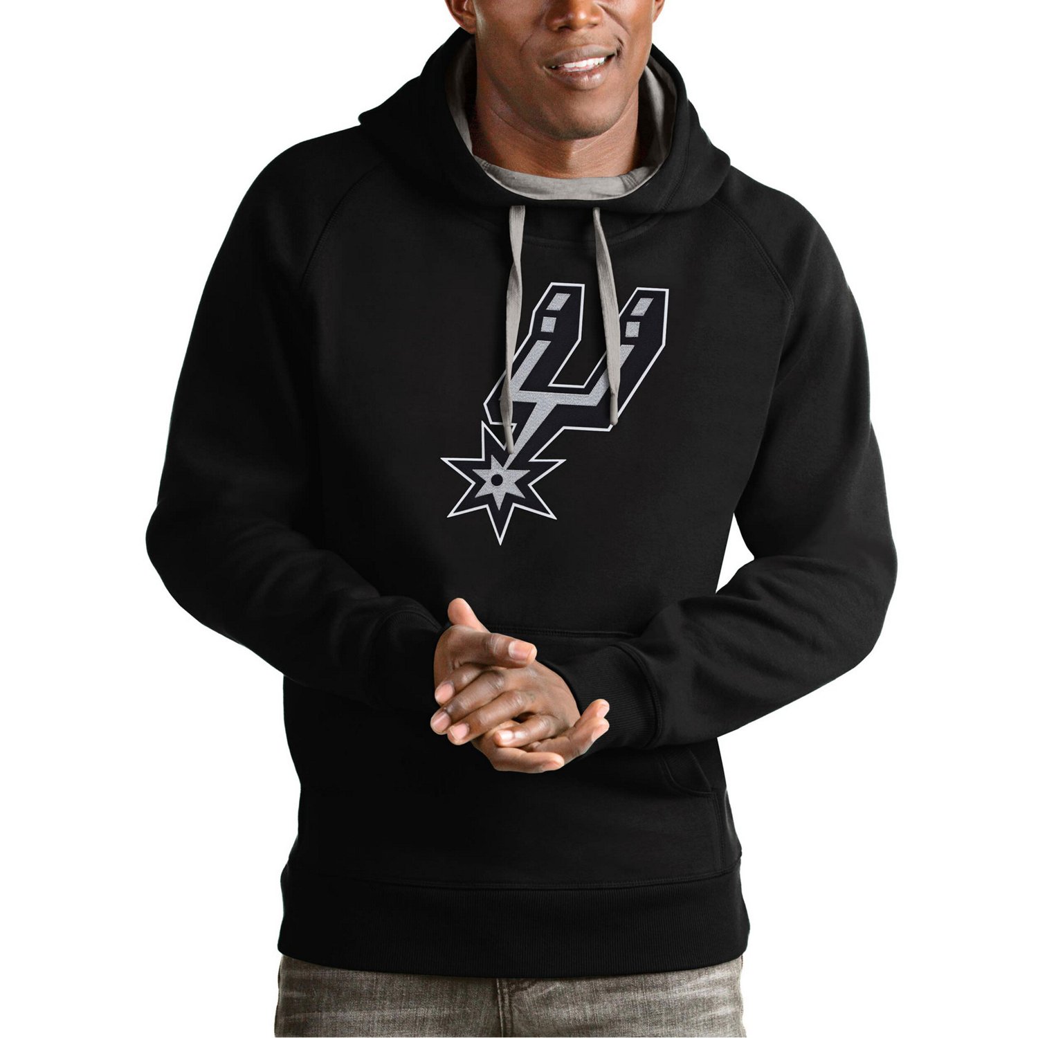 Antigua San Antonio Spurs Team Logo Victory Pullover Hoodie                                                                      - view number 1