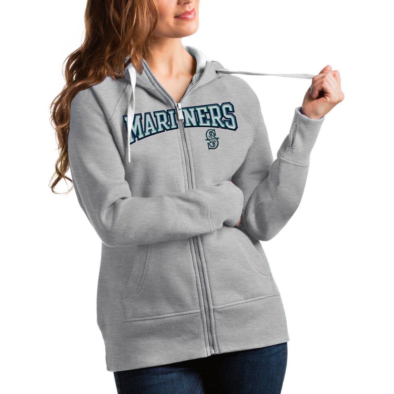 Antigua Seattle Mariners Team Logo Victory Full-Zip Hoodie