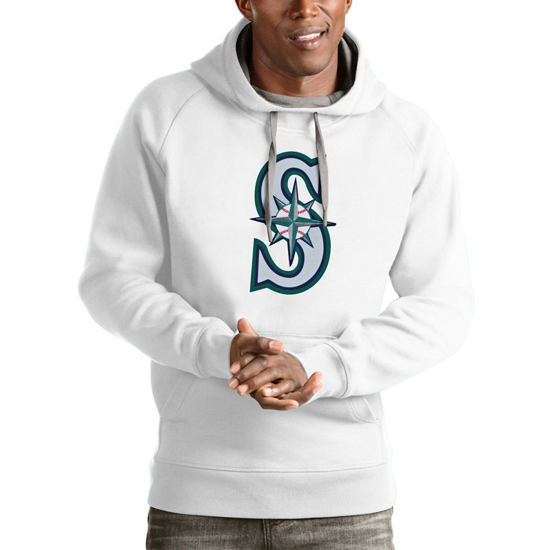 Antigua Men's White Seattle Mariners Victory Pullover Team Logo Hoodie - White