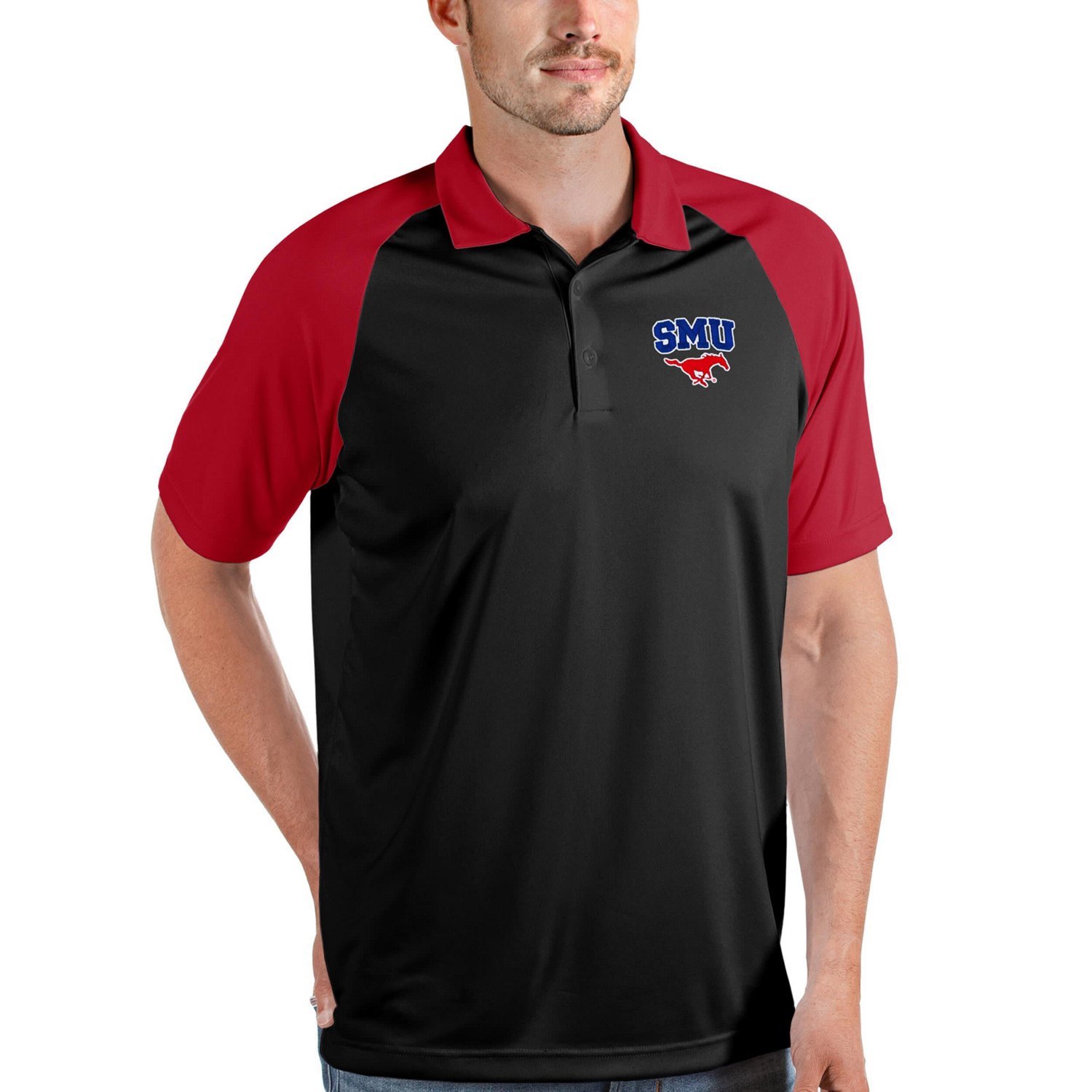 Antigua /Steel SMU Mustangs Nova Polo