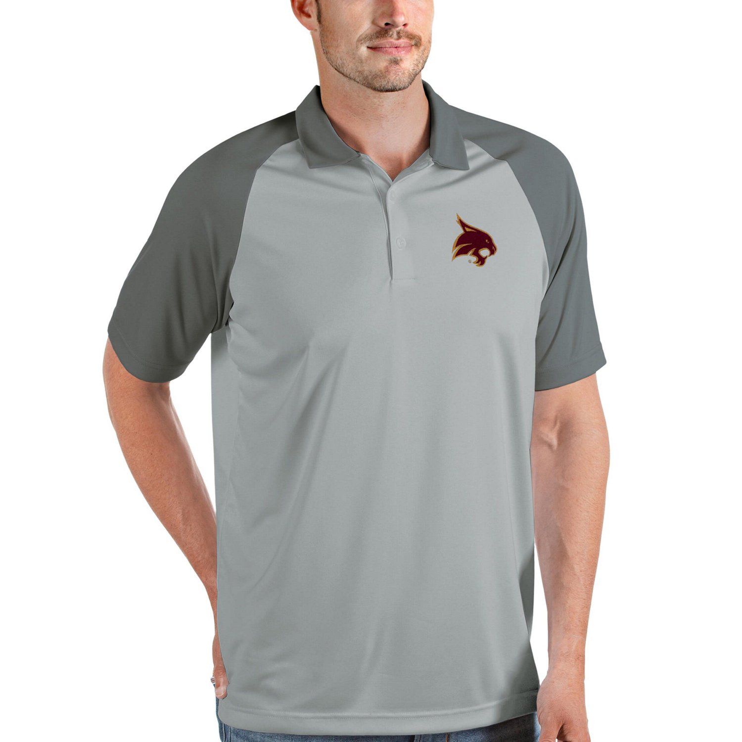 Antigua /Steel Texas State Bobcats Nova Polo
