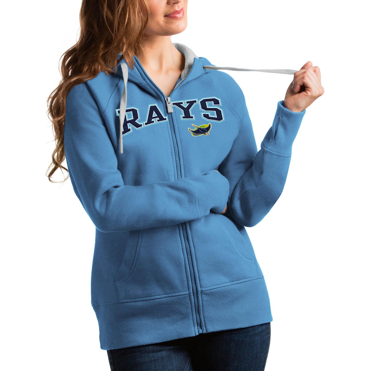 Antigua Tampa Bay Rays Team Logo Victory Full-Zip Hoodie