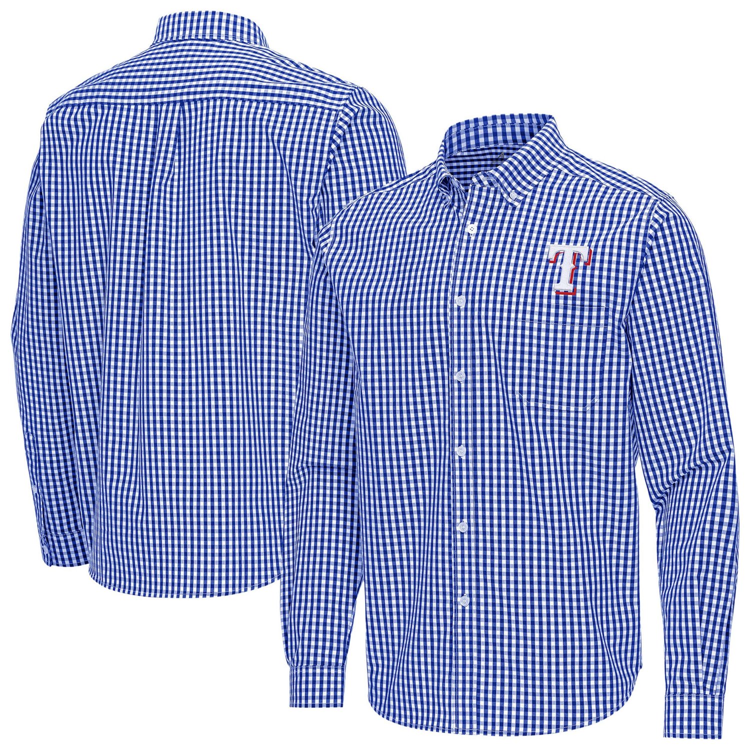 Antigua Texas Rangers Ellis Woven Tri-Blend Button-Down Shirt
