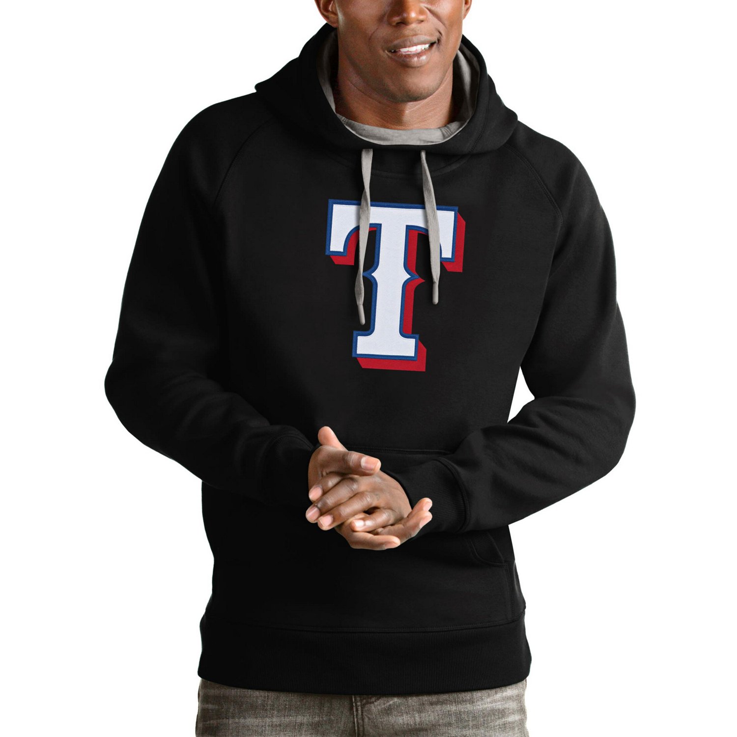 Antigua Texas Rangers Victory Pullover Team Logo Hoodie