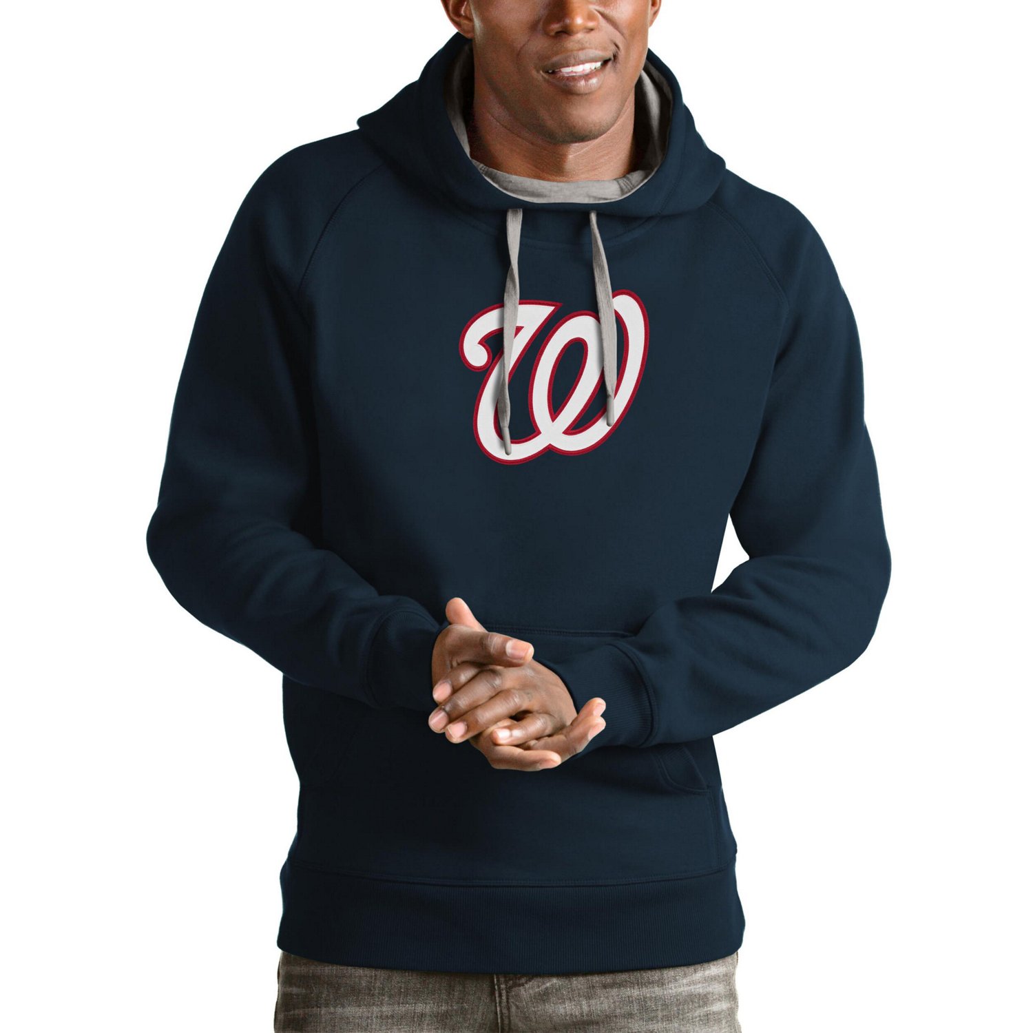 Antigua Washington Nationals Victory Pullover Team Logo Hoodie                                                                   - view number 1