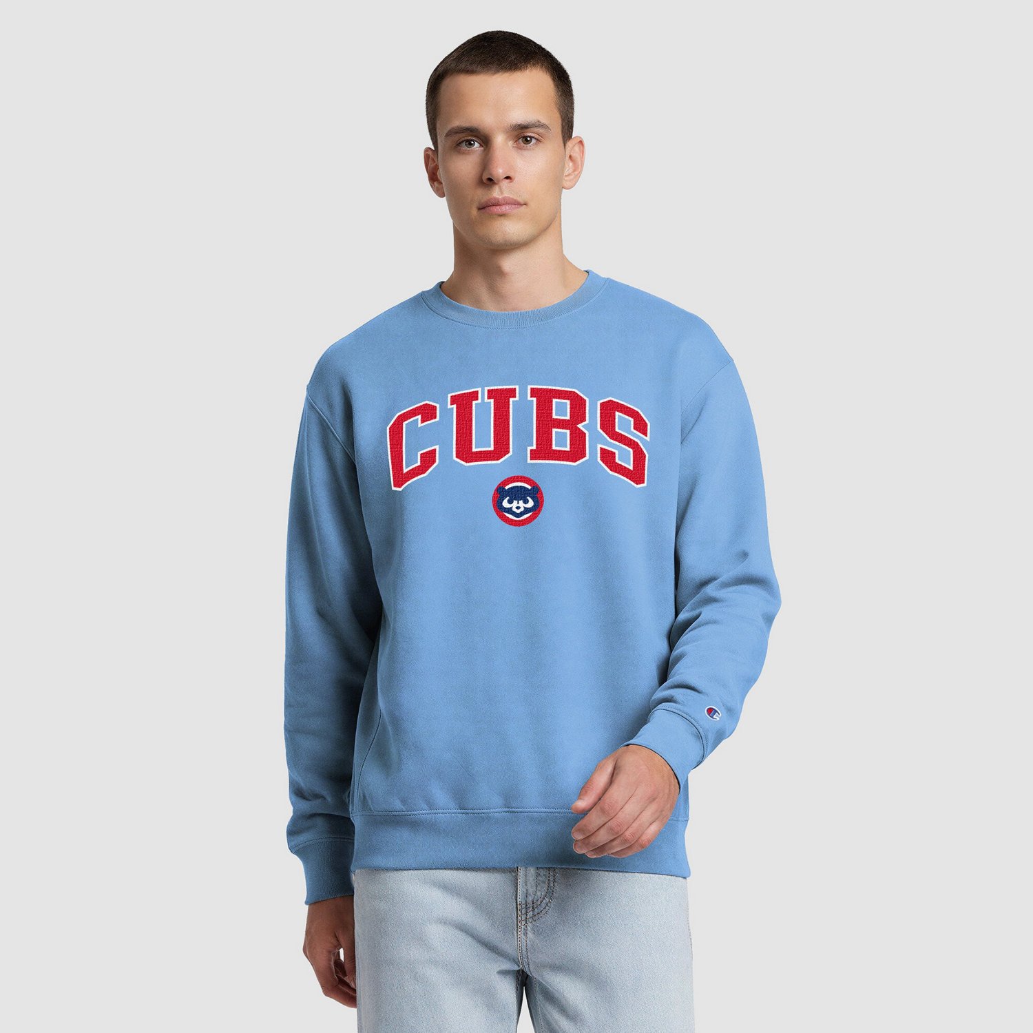 Champion Light Chicago Cubs Fleece Crew Sweatshirt