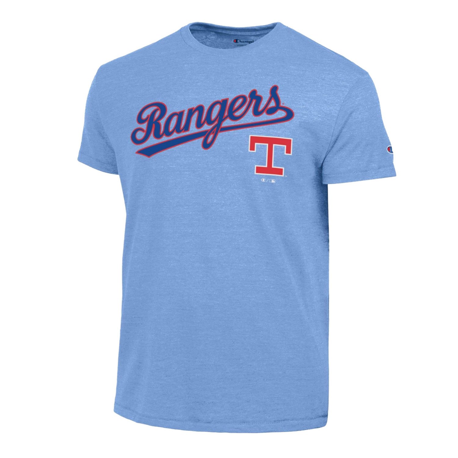 Champion Light Texas Rangers Cooperstown Wordmark Lockup Tri-Blend T-Shirt - view number 2