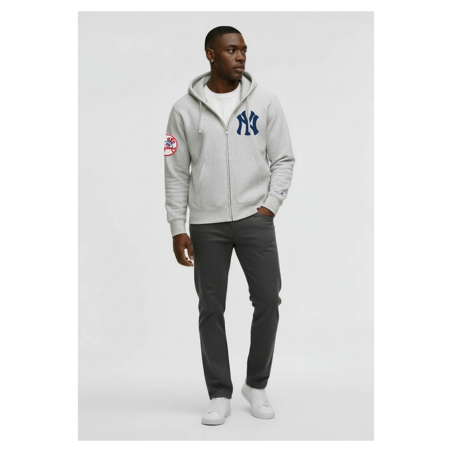 Champion New York Yankees Reverse Weave Chenille Full-Zip Hoodie