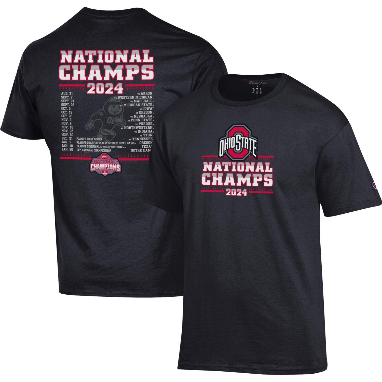 Champion Ohio State Buckeyes College Football Playoff 2024 National Champions Schedule T-Shirt