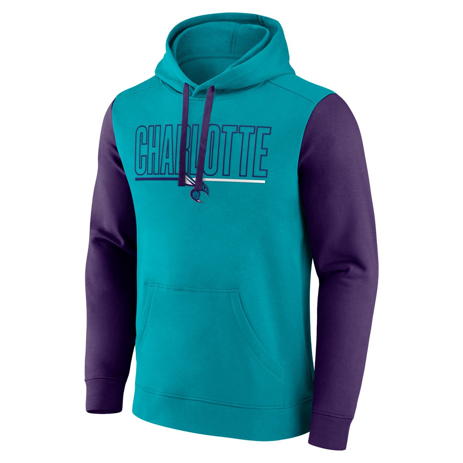 Charlotte Hornets Outline Colorblock Pullover Hoodie - view number 2