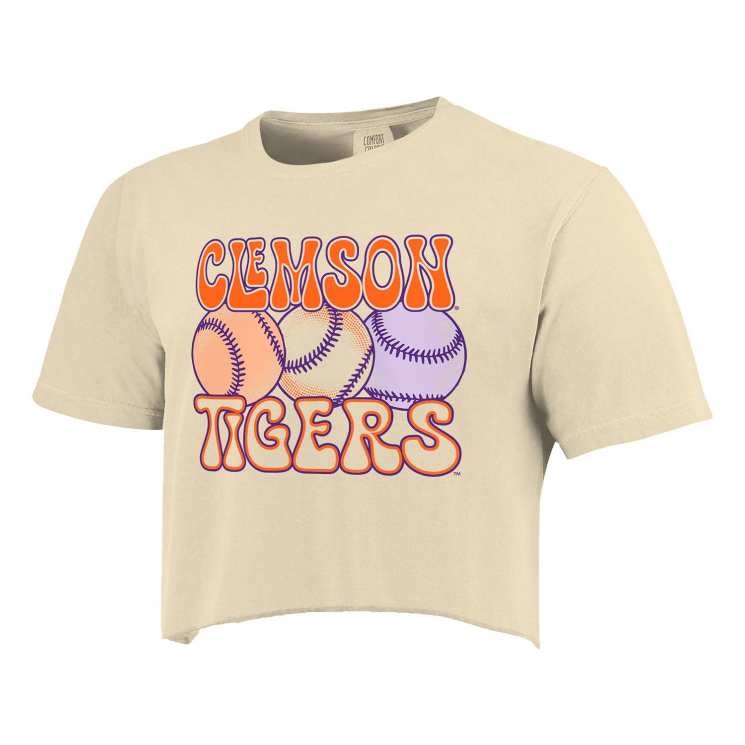 Clemson Tigers Comfort Colors Baseball Cropped T-Shirt                                                                           - view number 2