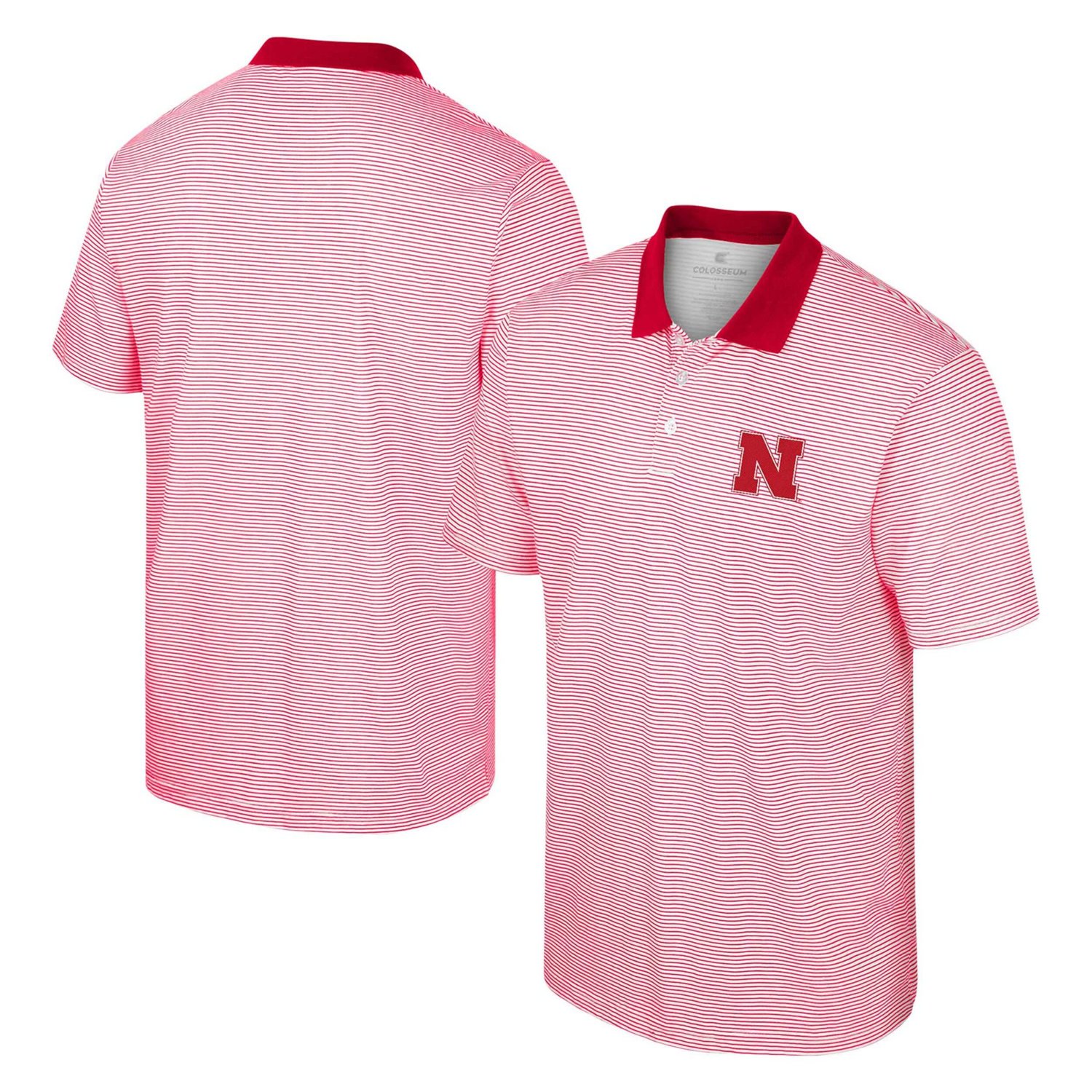 Colosseum /Scarlet Nebraska Huskers Print Stripe Polo                                                                            - view number 1