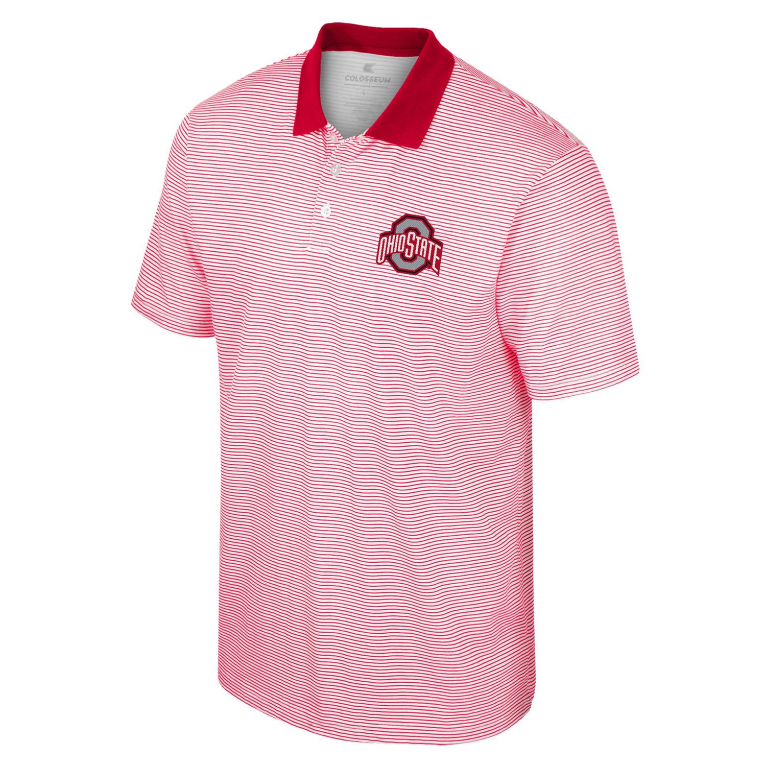 Colosseum /Scarlet Ohio State Buckeyes Print Stripe Polo