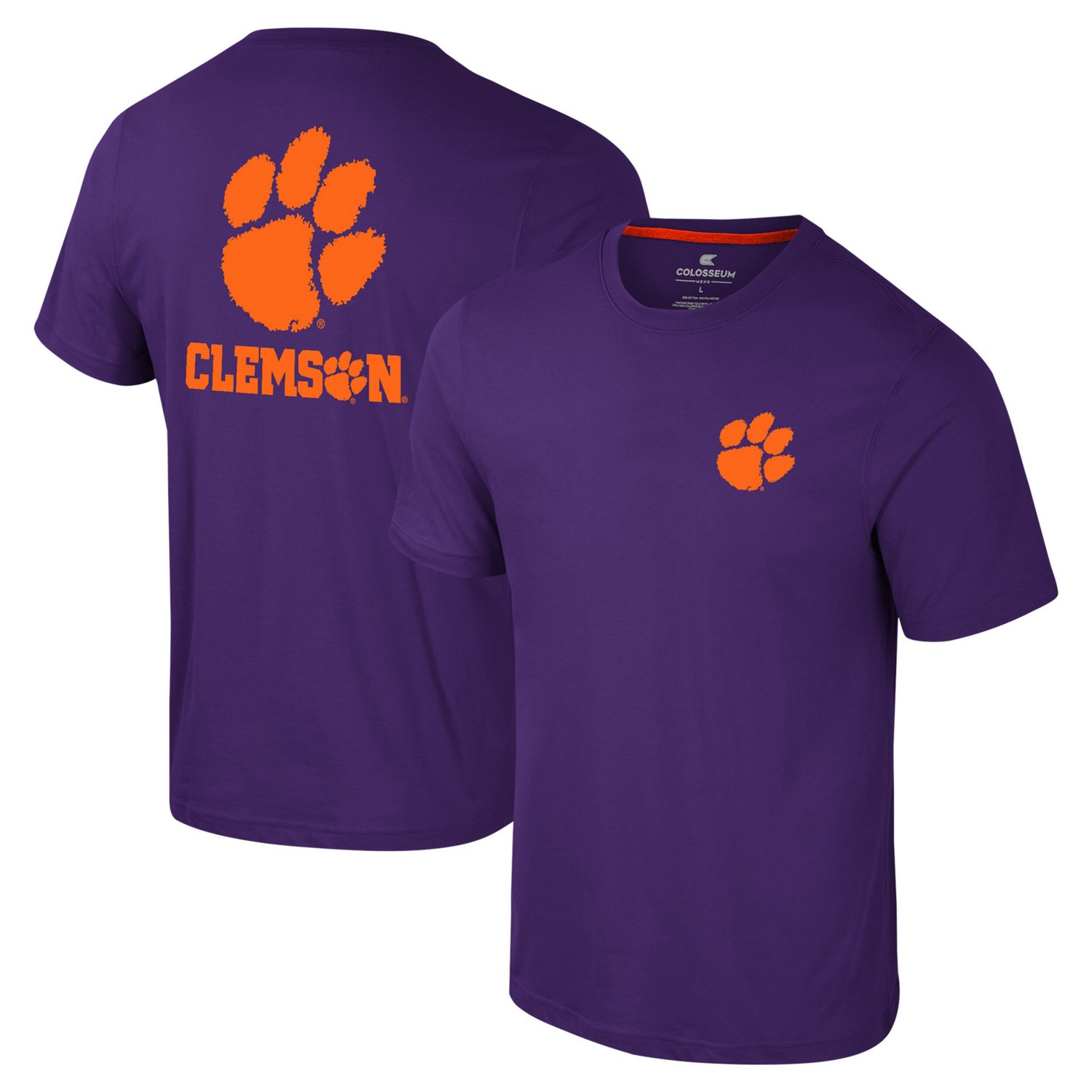 Colosseum Clemson Tigers Logo Lockup 2-Hit Active Blend T-Shirt                                                                  - view number 1