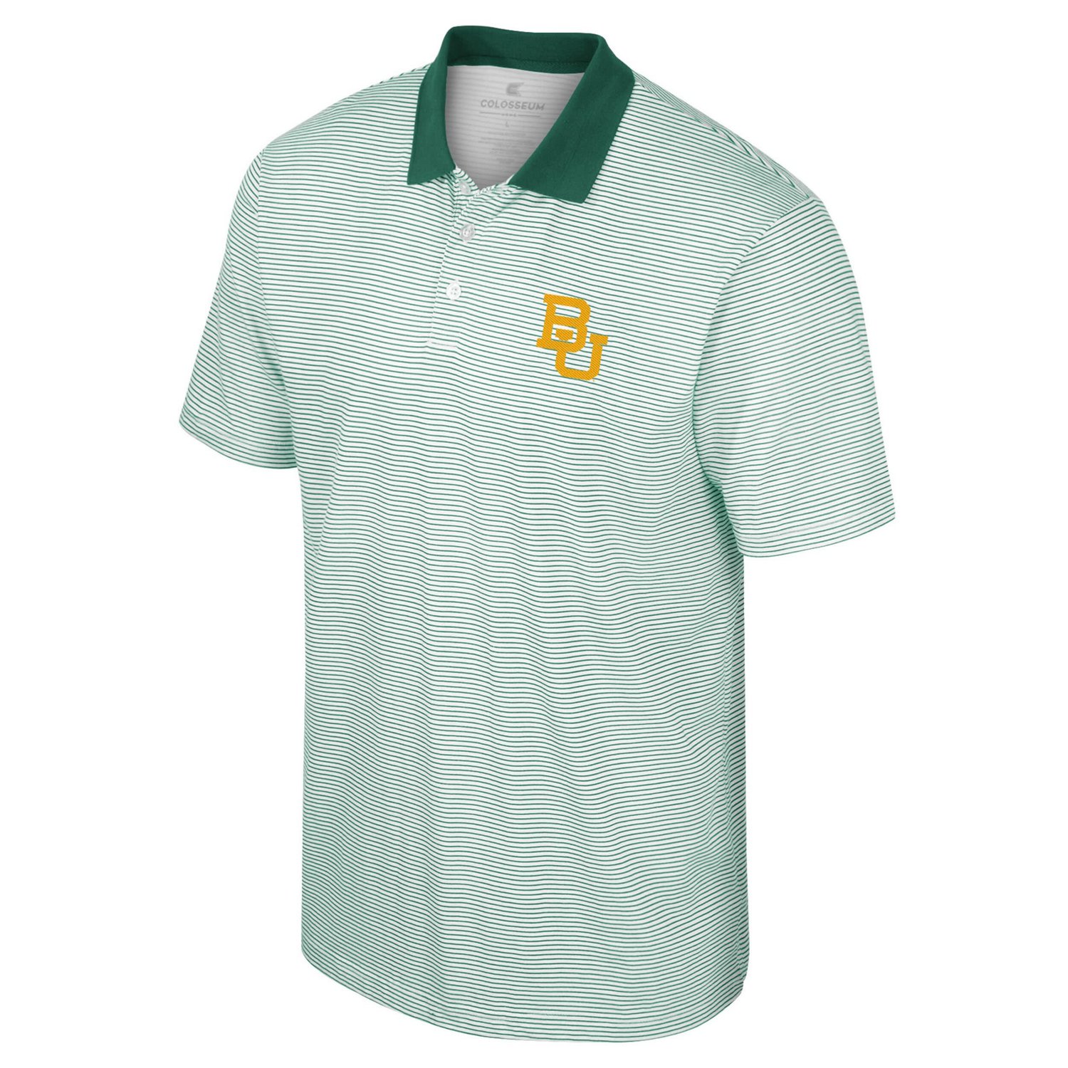 Colosseum /Green Baylor Bears Print Stripe Polo