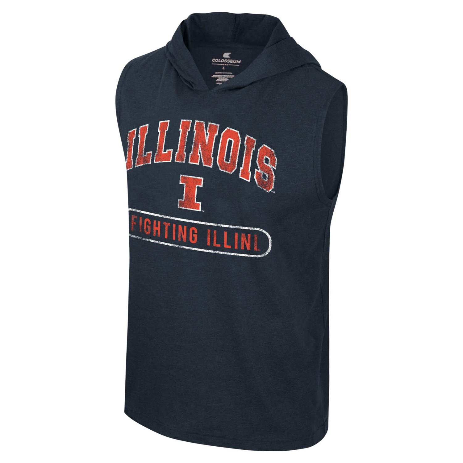 Colosseum Heather Illinois Fighting Illini Varsity Sleeveless Hoodie Tank Top                                                    - view number 2