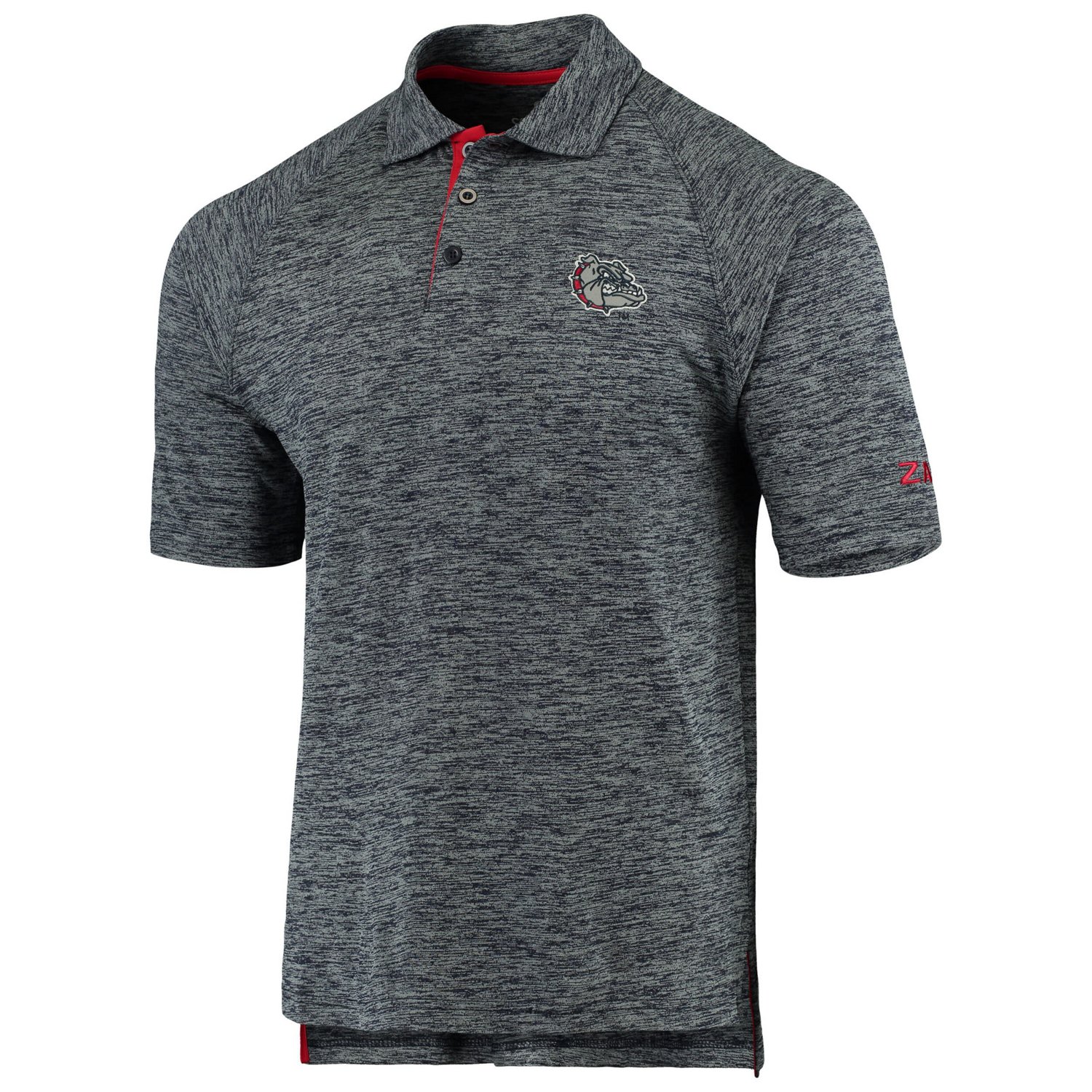 Colosseum Heathered Gonzaga Bulldogs Down Swing Raglan Polo                                                                      - view number 2