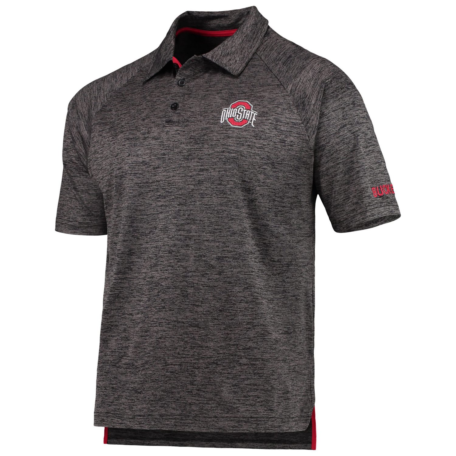 Colosseum Heathered Ohio State Buckeyes Down Swing Raglan Polo