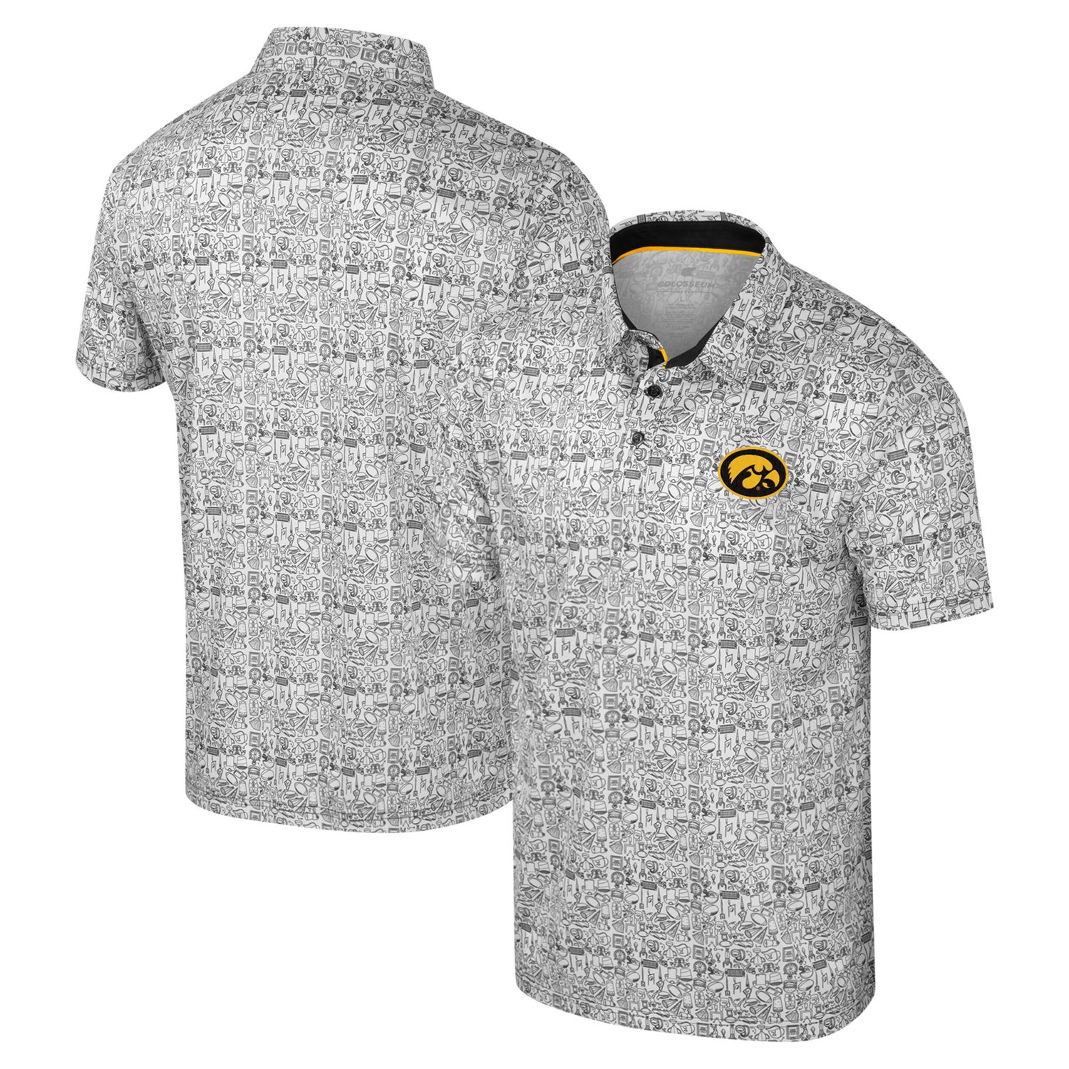 Colosseum Iowa Hawkeyes It's Time Allover Print Polo