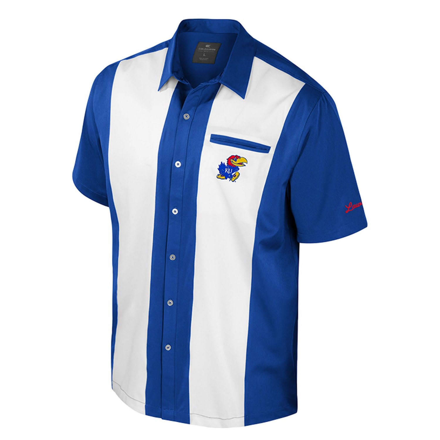 Colosseum Kansas Jayhawks Strike Bowling Button-Up Shirt - view number 2