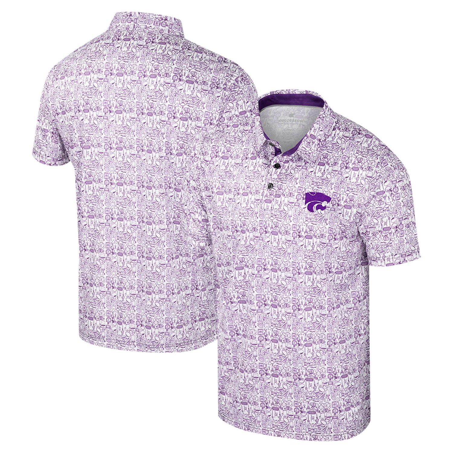 Colosseum Kansas State Wildcats It's Time Allover Print Polo