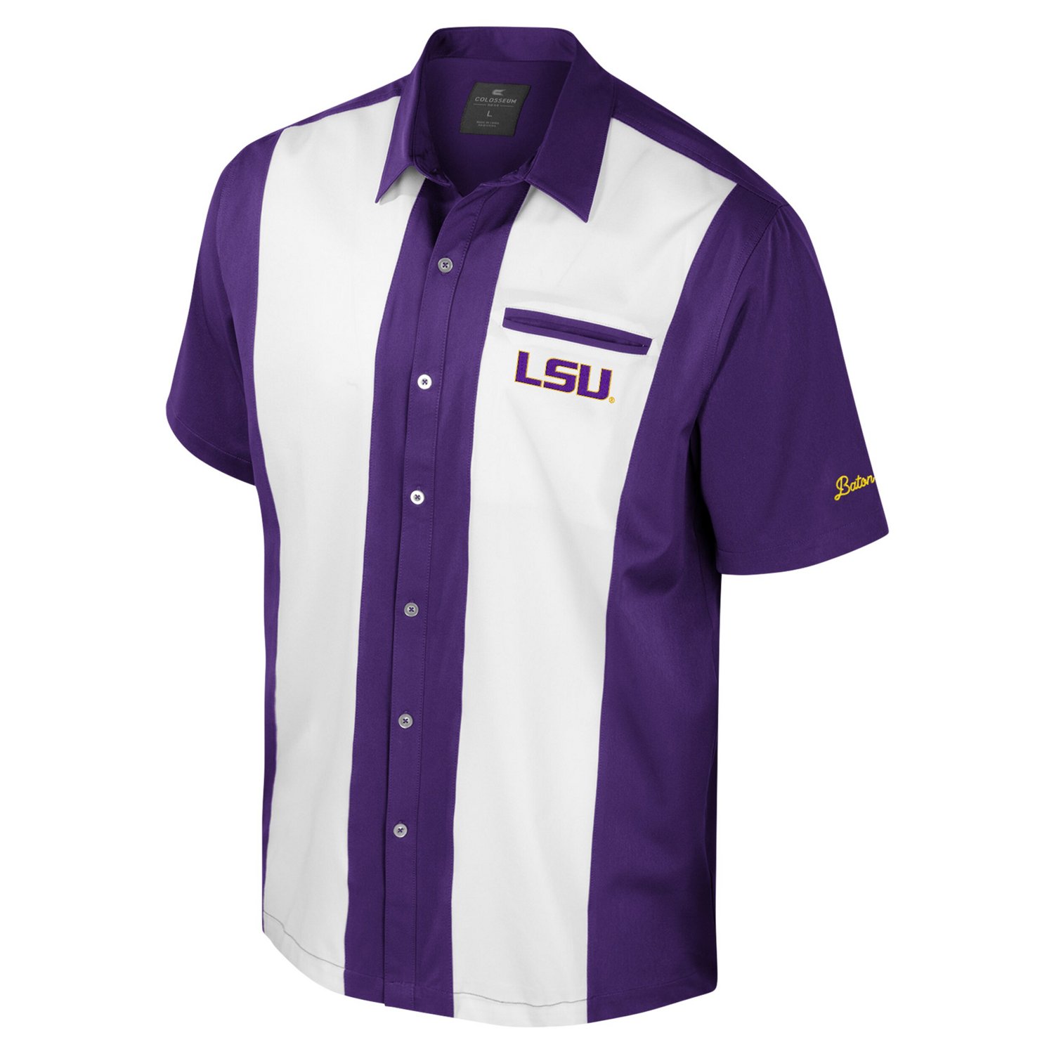 Colosseum LSU Tigers Strike Bowling Button-Up Shirt - view number 2