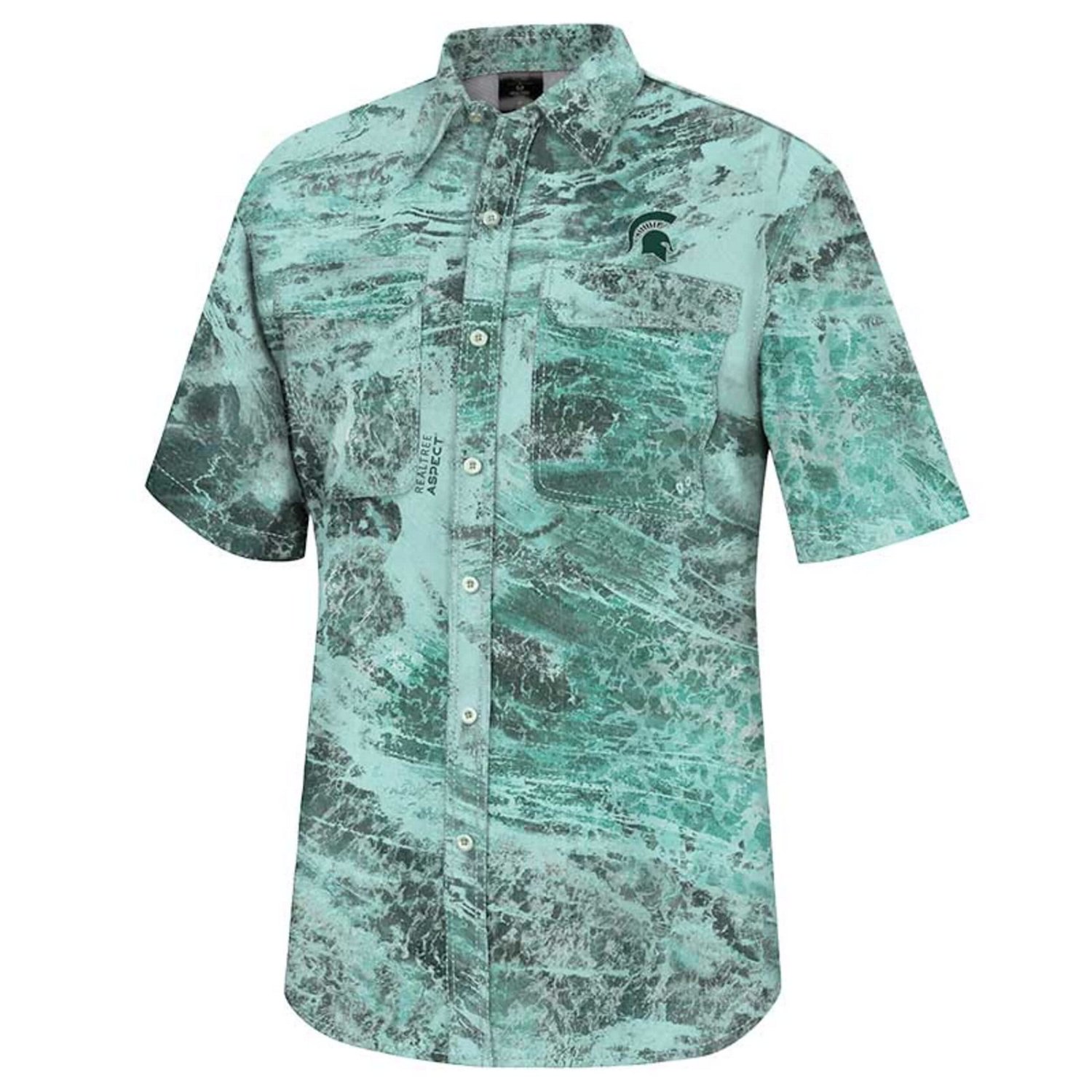 Colosseum Michigan State Spartans Realtree Aspect Charter Full-Button Fishing Shirt
