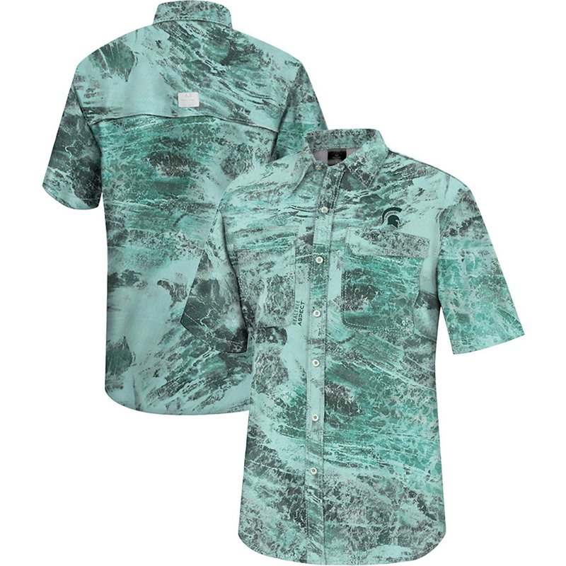 Colosseum Athletics Colosseum Michigan State Spartans Realtree Aspect Charter Full-Button Fishing Shirt Green, Medium - NCAA Men's Tops