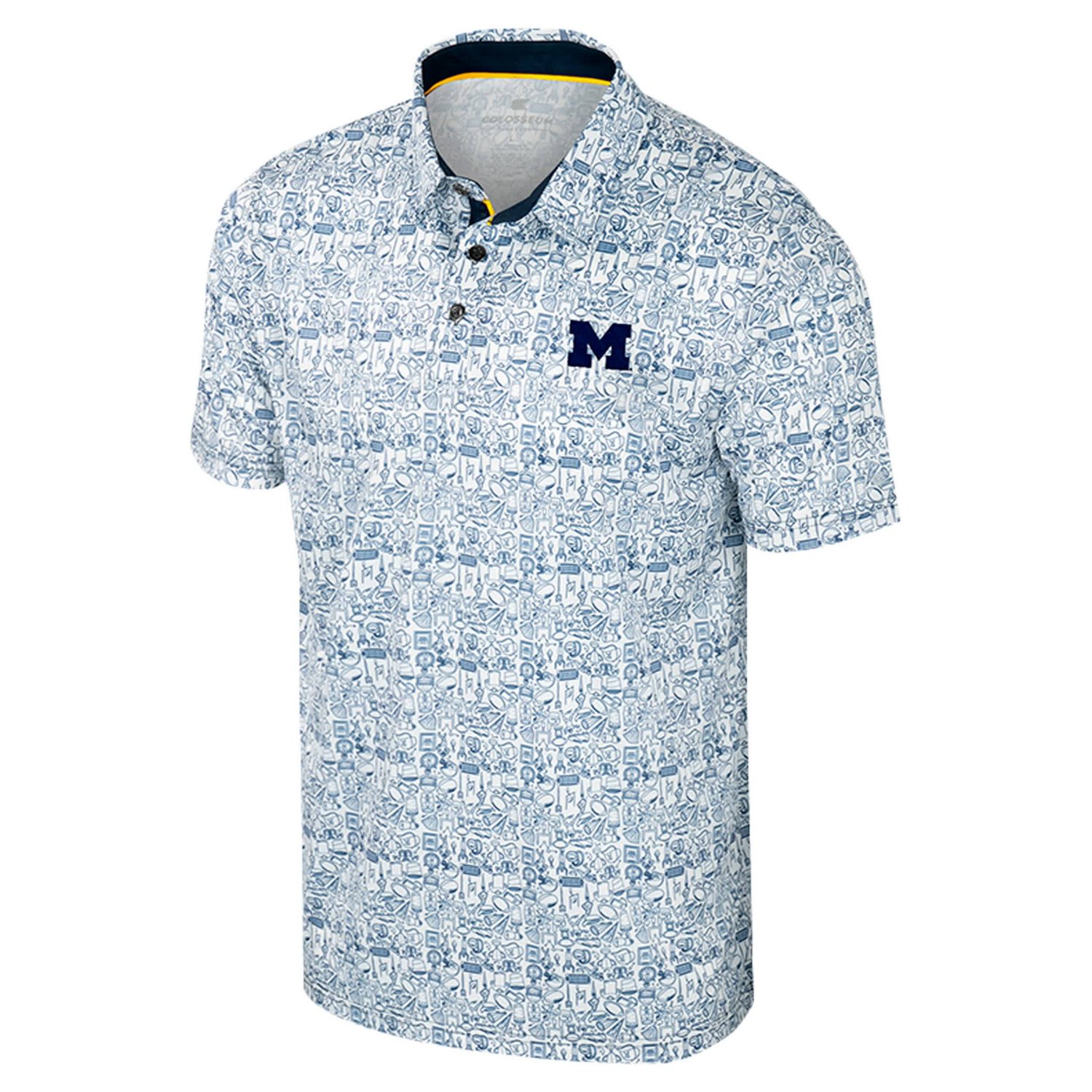 Colosseum Michigan Wolverines It's Time Allover Print Polo