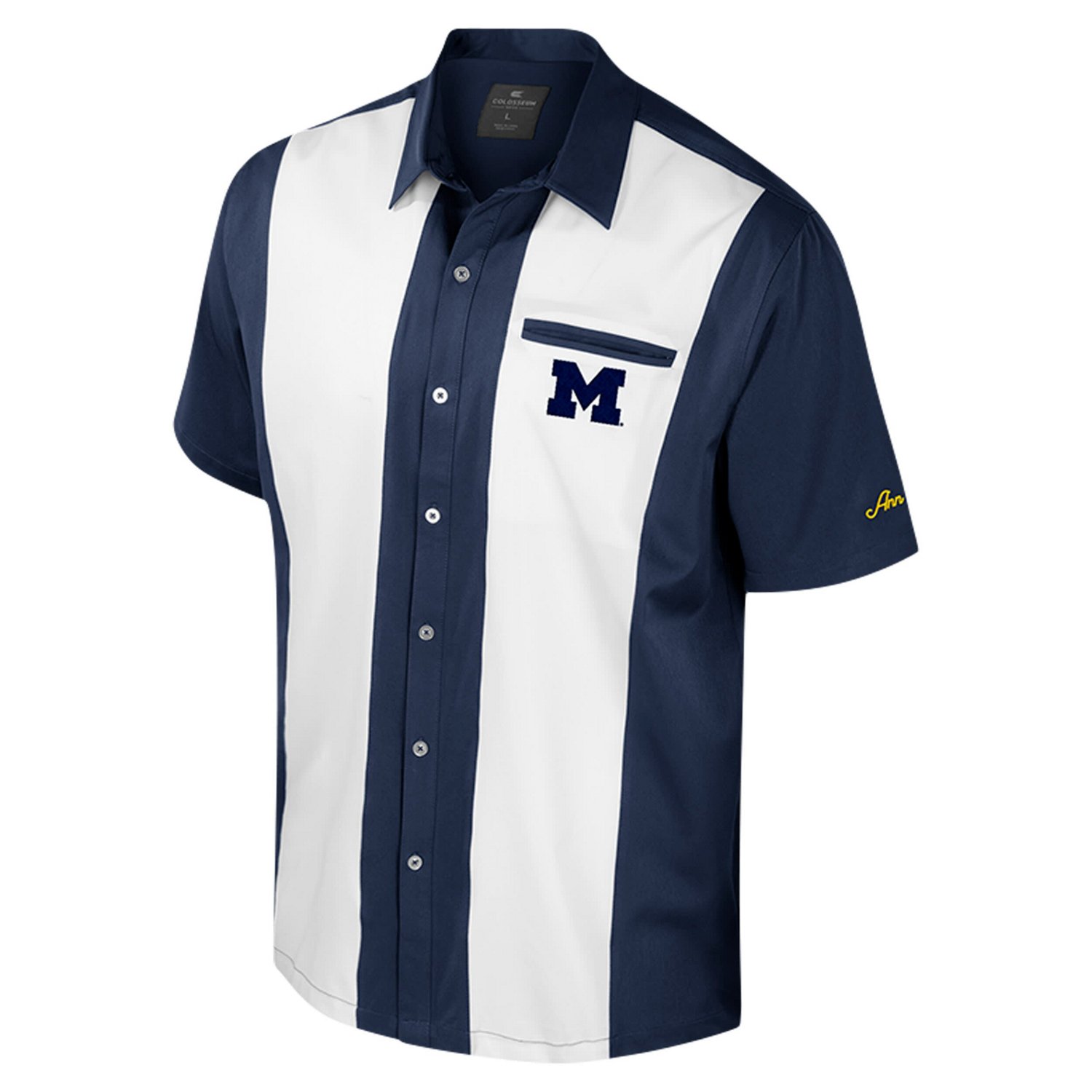 Colosseum Michigan Wolverines Strike Bowling Button-Up Shirt                                                                     - view number 2