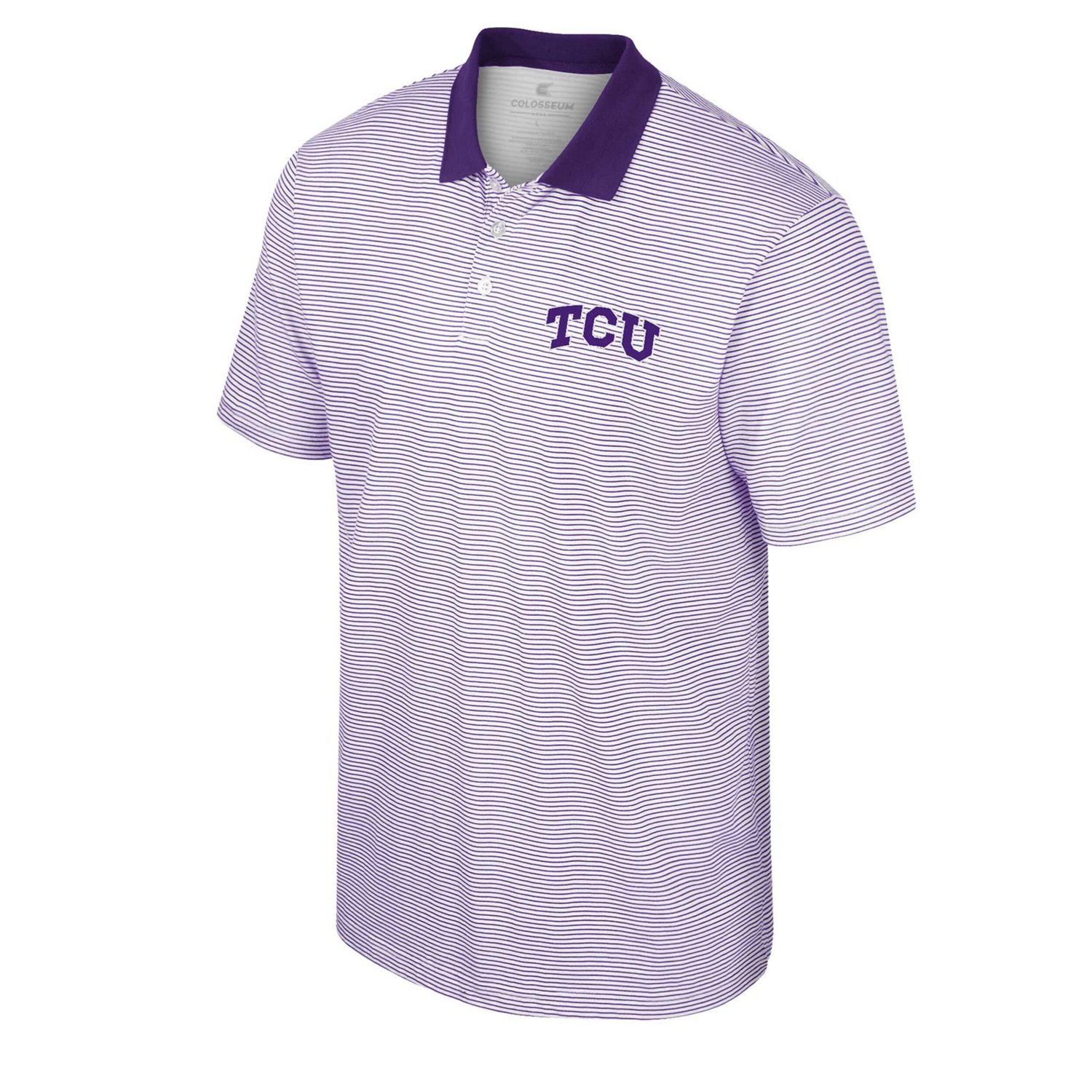 Colosseum Purple TCU Horned Frogs Print Stripe Polo - view number 2