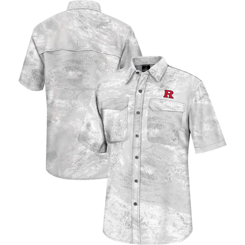 Colosseum Athletics Colosseum Rutgers Scarlet Knights Realtree Aspect Charter Full-Button Fishing Shirt White, Large - NCAA Men's Tops