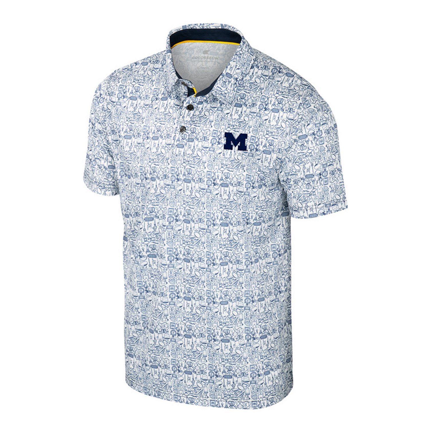Colosseum White Michigan Wolverines Big  Tall Allover Polo