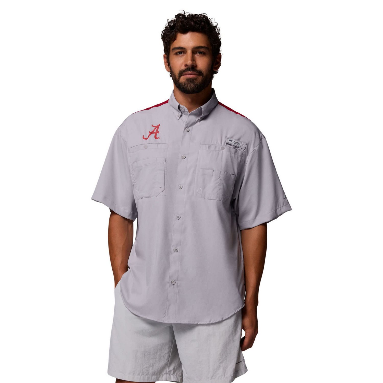 Columbia Alabama Crimson Tide Tamiami Colorblock Omni-Shade Button-Down Shirt