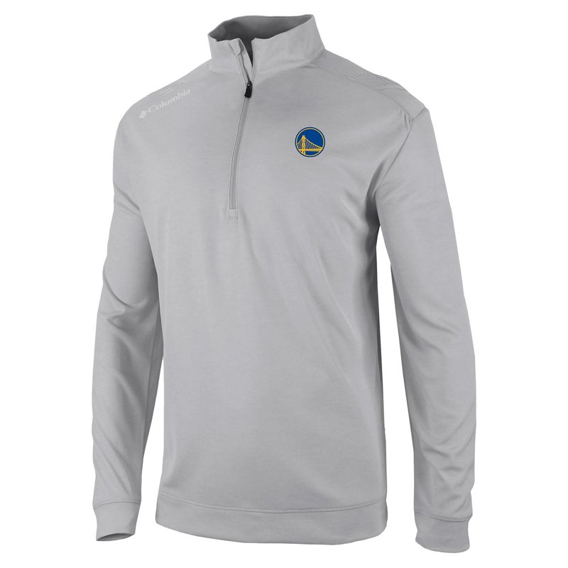 Men's Columbia Gray Golden State Warriors Oakland Downs Quarter-Zip Pullover