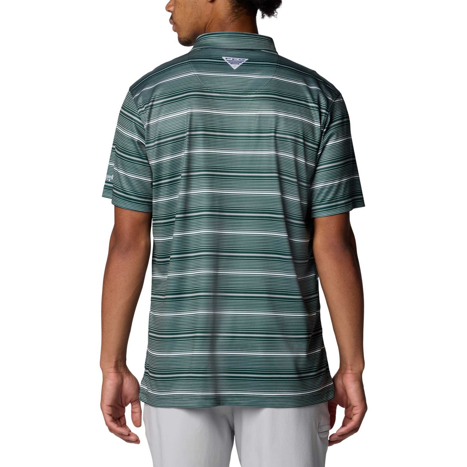 Columbia Michigan State Spartans PFG Super Terminal Tackle Omni-Shade Stripe Polo                                                - view number 2