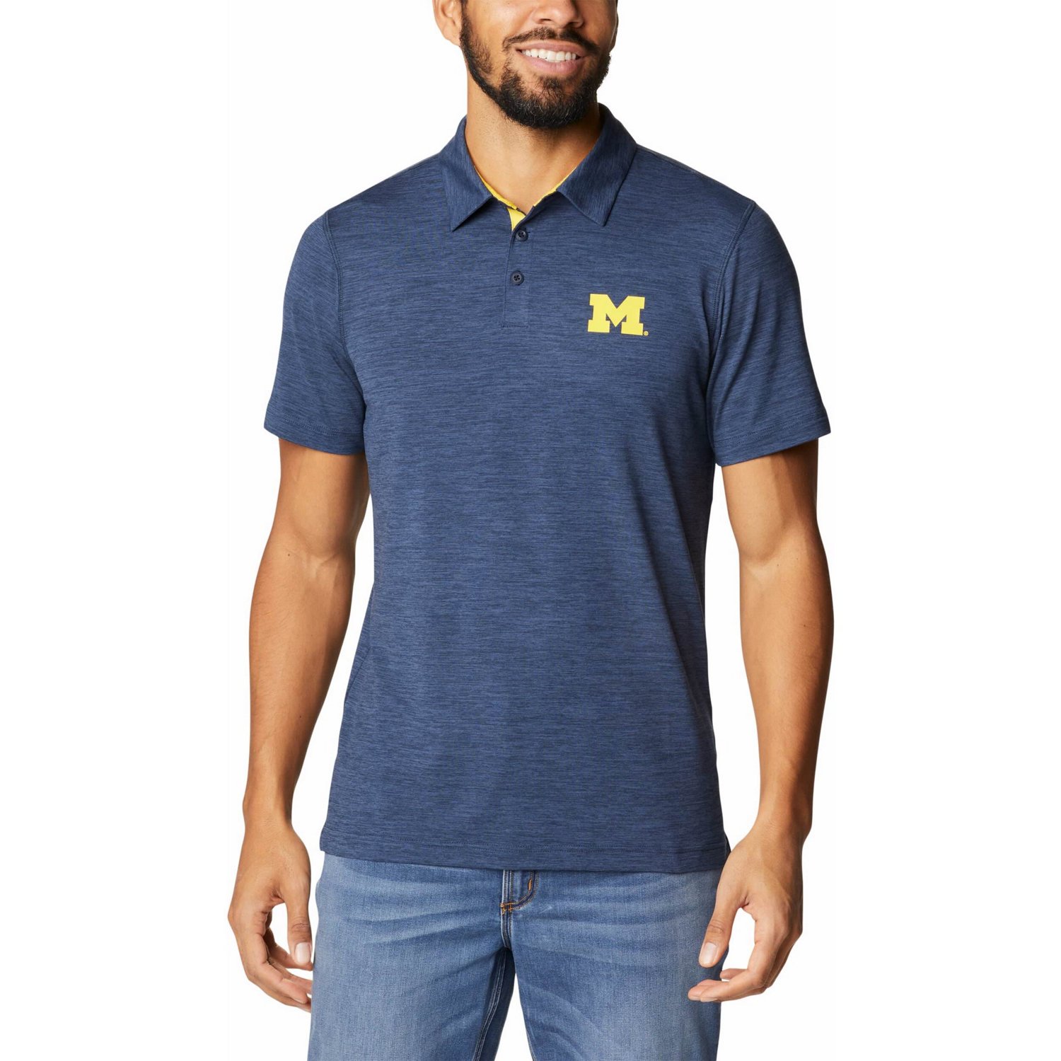 Columbia Michigan Wolverines Tech Trail Omni-Shade Polo