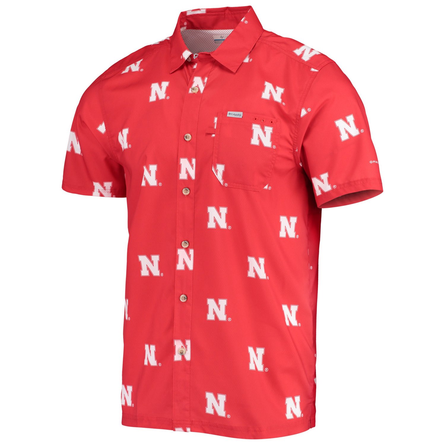 Columbia Nebraska Huskers Super Slack Tide Omni-Shade Button-Up Shirt - view number 2